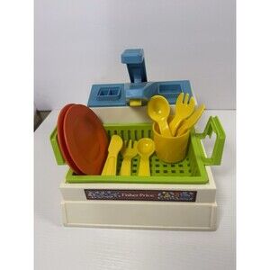 1982 Vintage Fisher-Price Pretend Toy Kitchen Sink Set #918